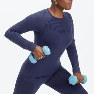 Fabletics Navy Long Sleeve Work Out Top